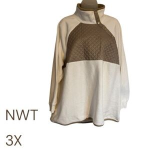 NWT Crown & Ivy Neutral Cream Top SOFT PLUS: 3X #6